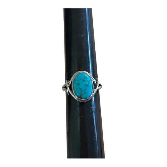 Aztec NV Turquoise Size 8. 9x13mm Bezel Set w/ side crosses in Sterling Silver. - Picture 10 of 12